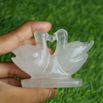 Rose quartz mandarin duck pair 100gm to 200gm