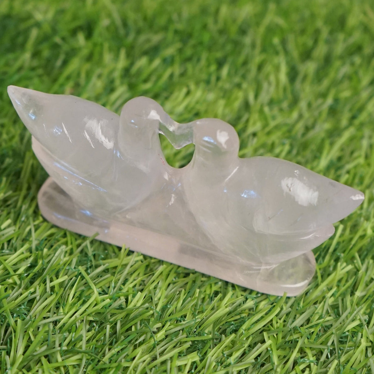 Rose quartz mandarin duck pair 100gm to 200gm