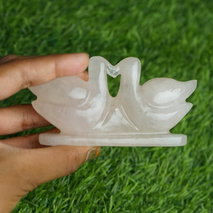 Rose quartz mandarin duck pair 100gm to 200gm