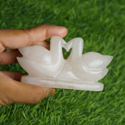 Rose quartz mandarin duck pair 100gm to 200gm