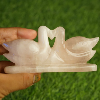 Rose quartz mandarin duck pair 100gm to 200gm