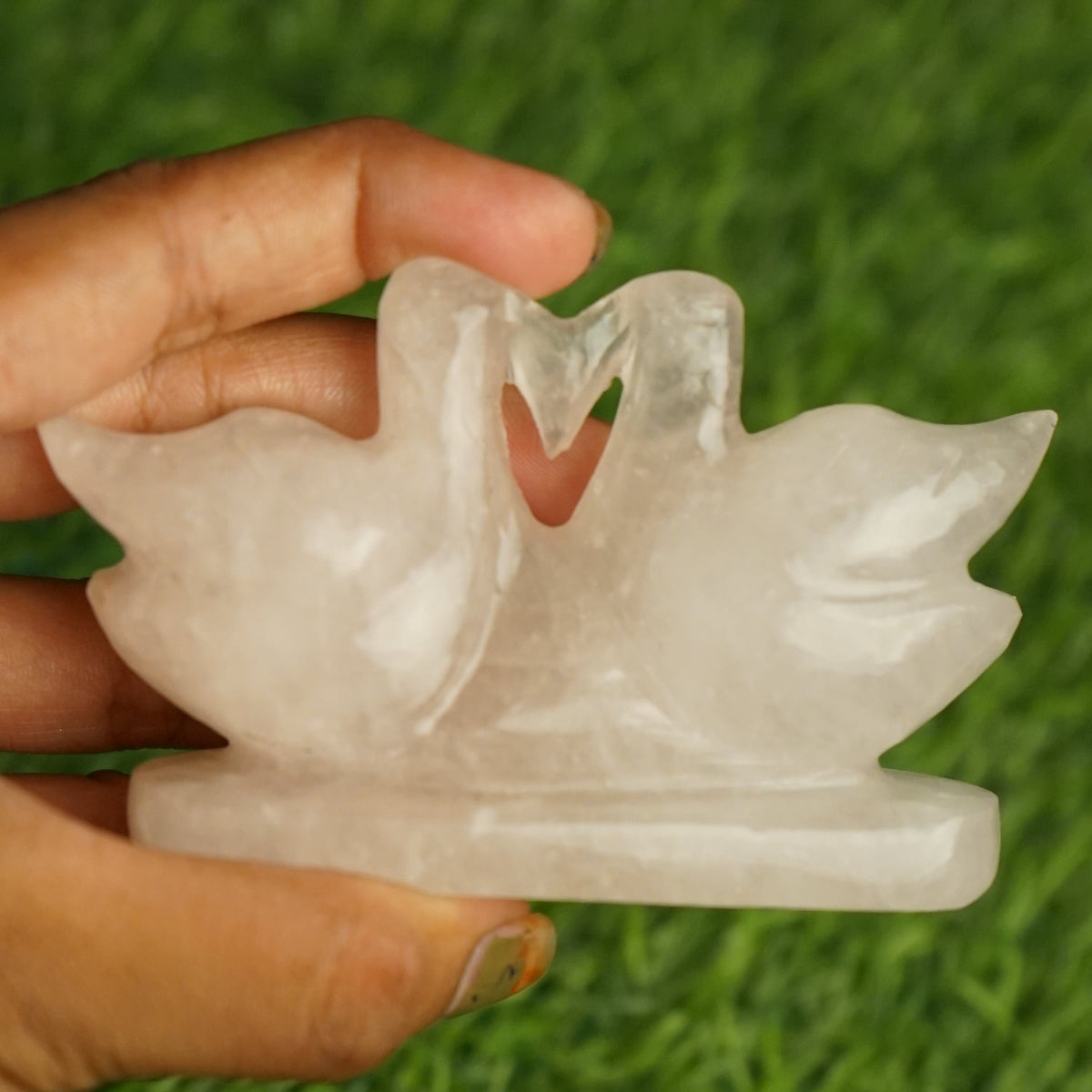 Rose quartz mandarin duck pair 100gm to 200gm