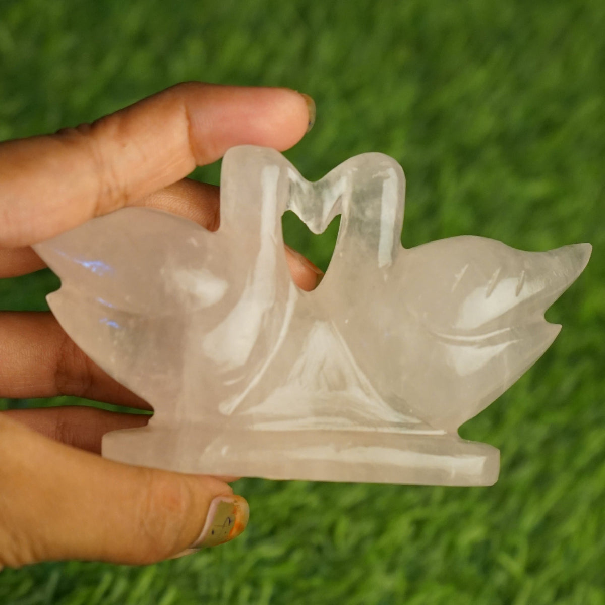 Rose quartz mandarin duck pair 100gm to 200gm