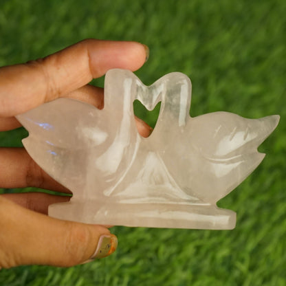 Rose quartz mandarin duck pair 100gm to 200gm