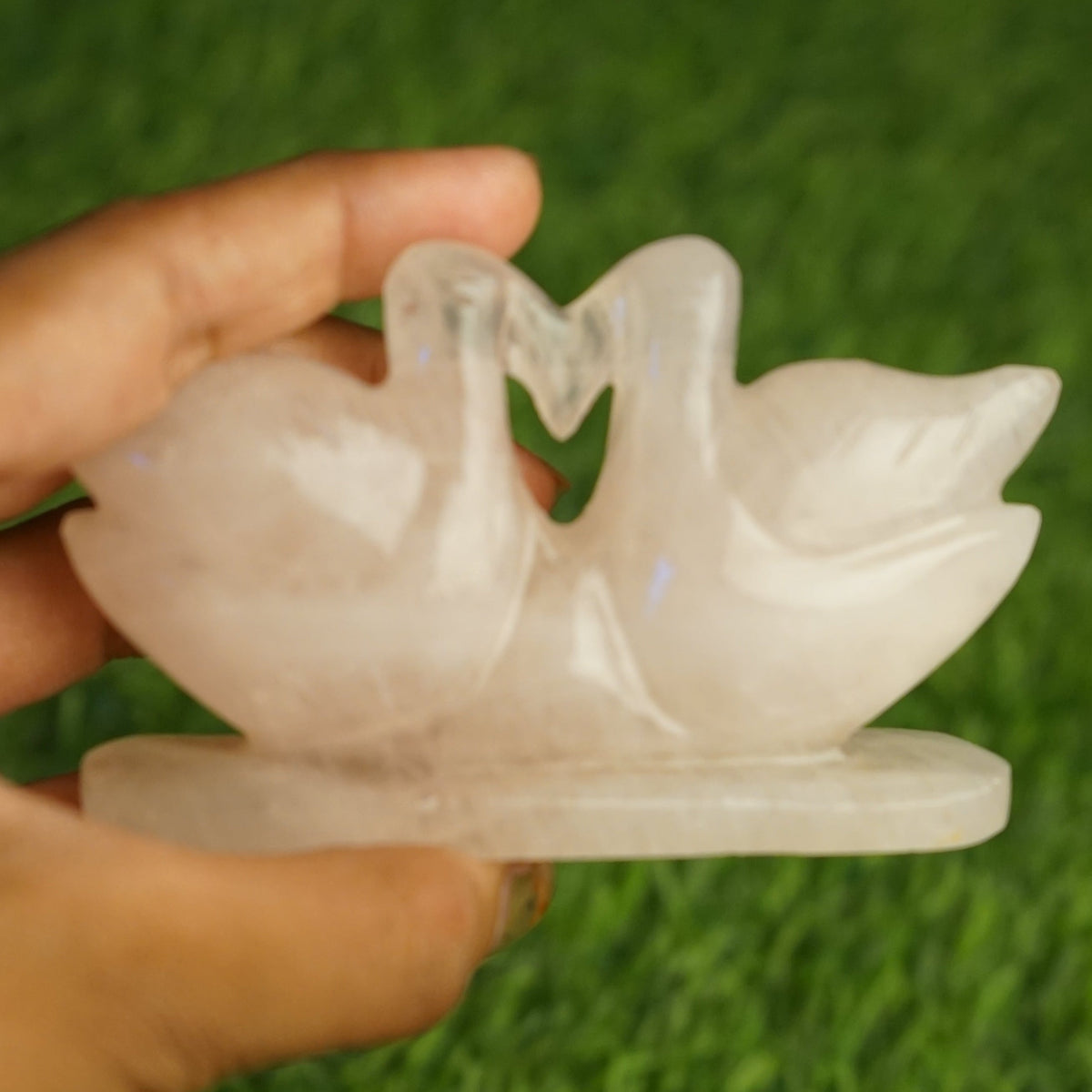Rose quartz mandarin duck pair 100gm to 200gm