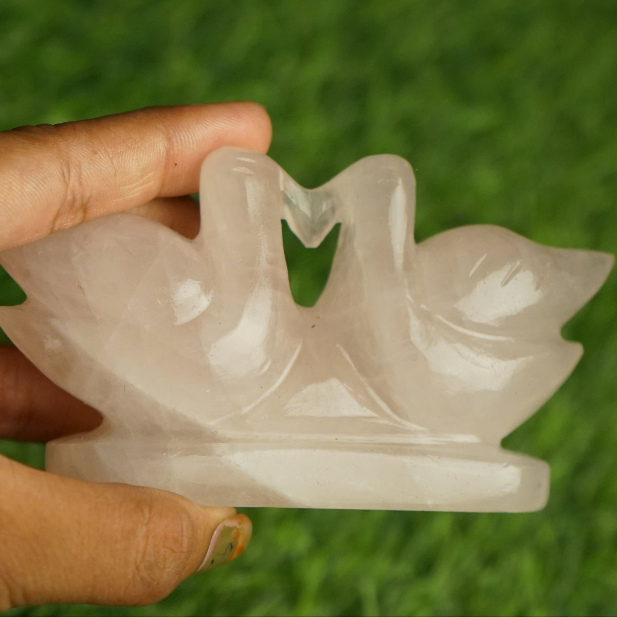 Rose quartz mandarin duck pair 200gm to 300gm