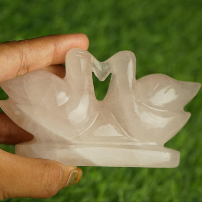 Rose quartz mandarin duck pair 200gm to 300gm