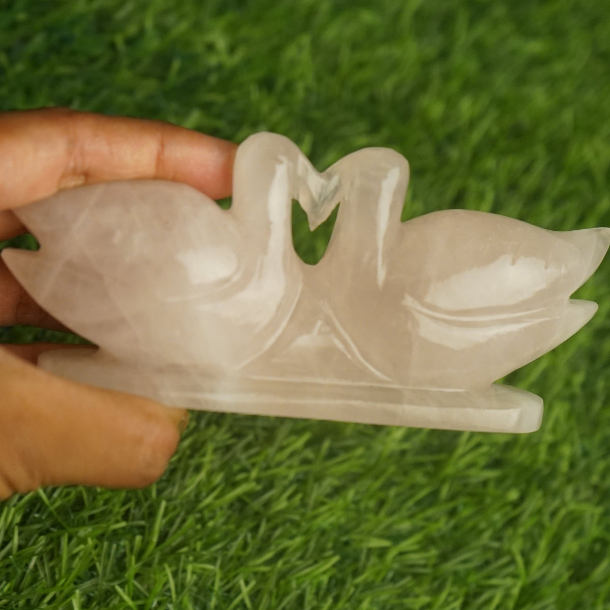 Rose quartz mandarin duck pair 200gm to 300gm