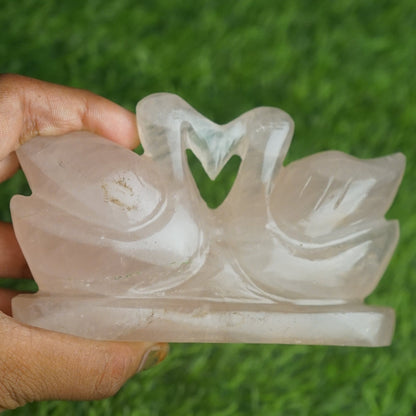 Rose quartz mandarin duck pair 200gm to 300gm