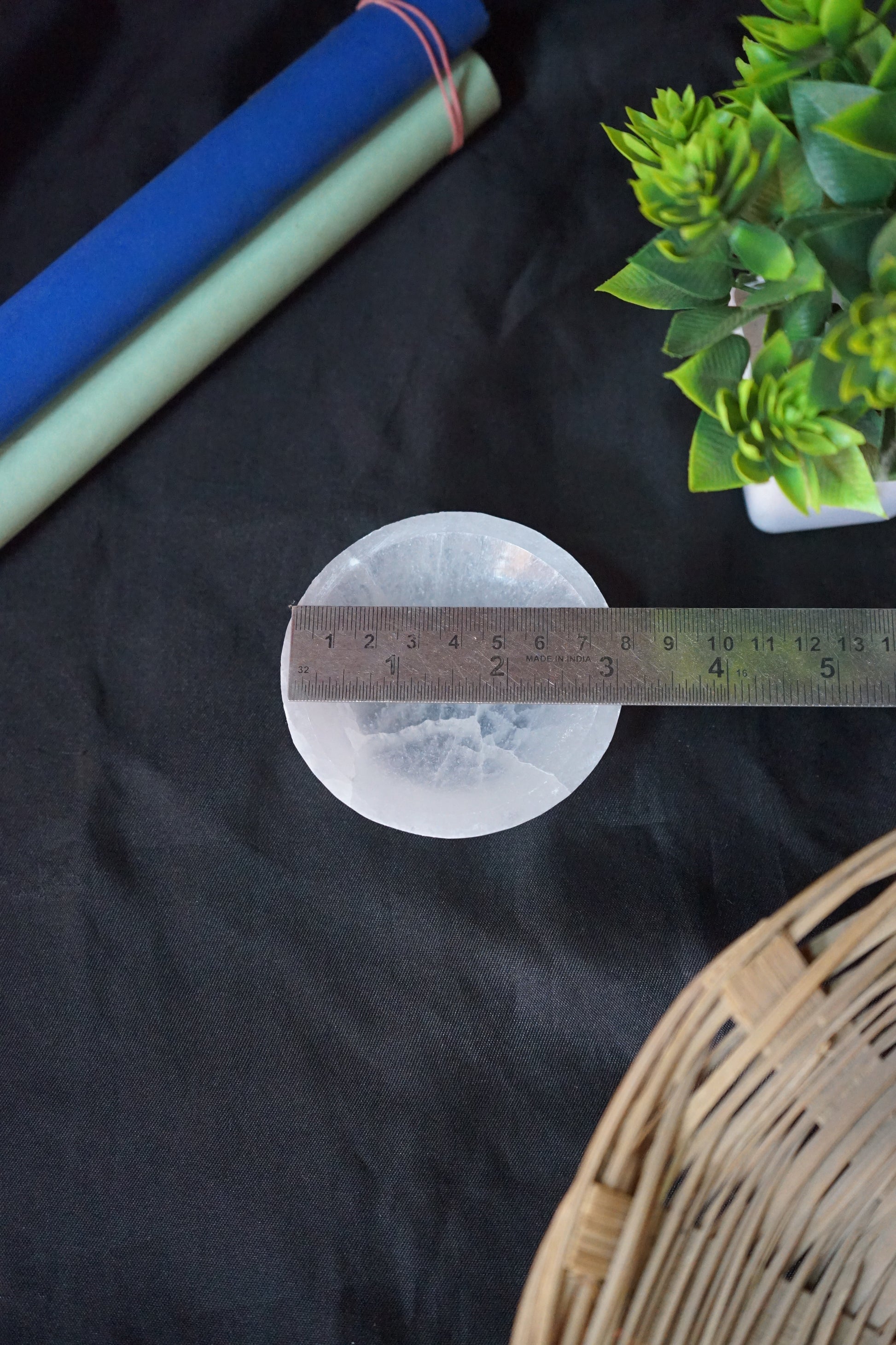Natural Selenite crystal hand carved bowl in different shapes-Round 3 inch-Maitri Export | Crystals Store