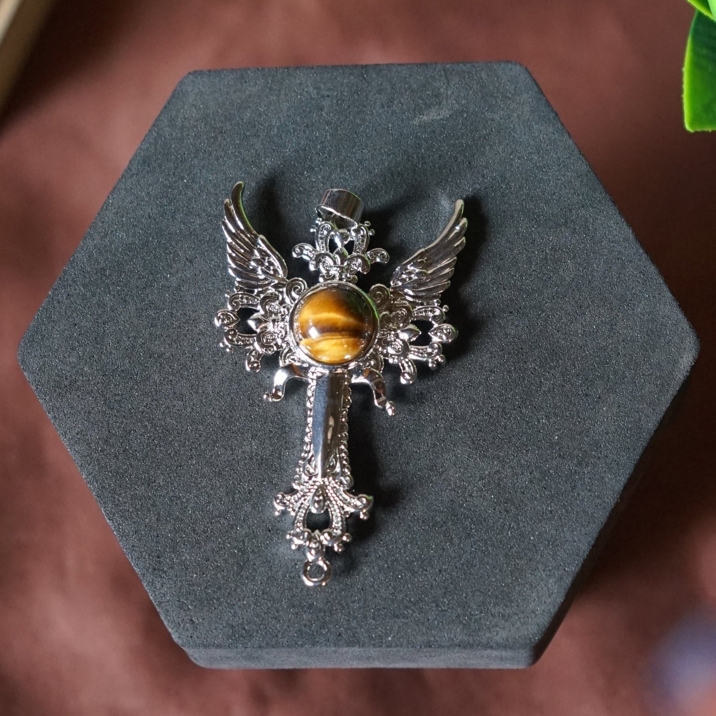 Archangel Gabriel Wings Pendant-Tiger Eye-Maitri Export | Crystals Store