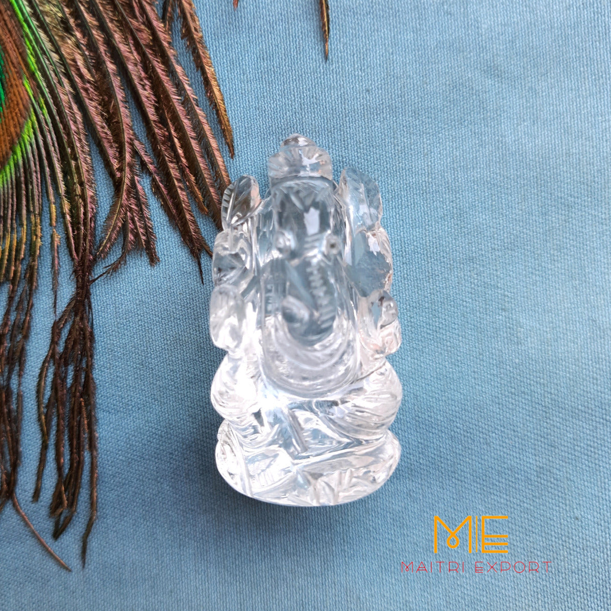 Clear Quartz Crystal Mini Carvings-Ganesha-Maitri Export | Crystals Store