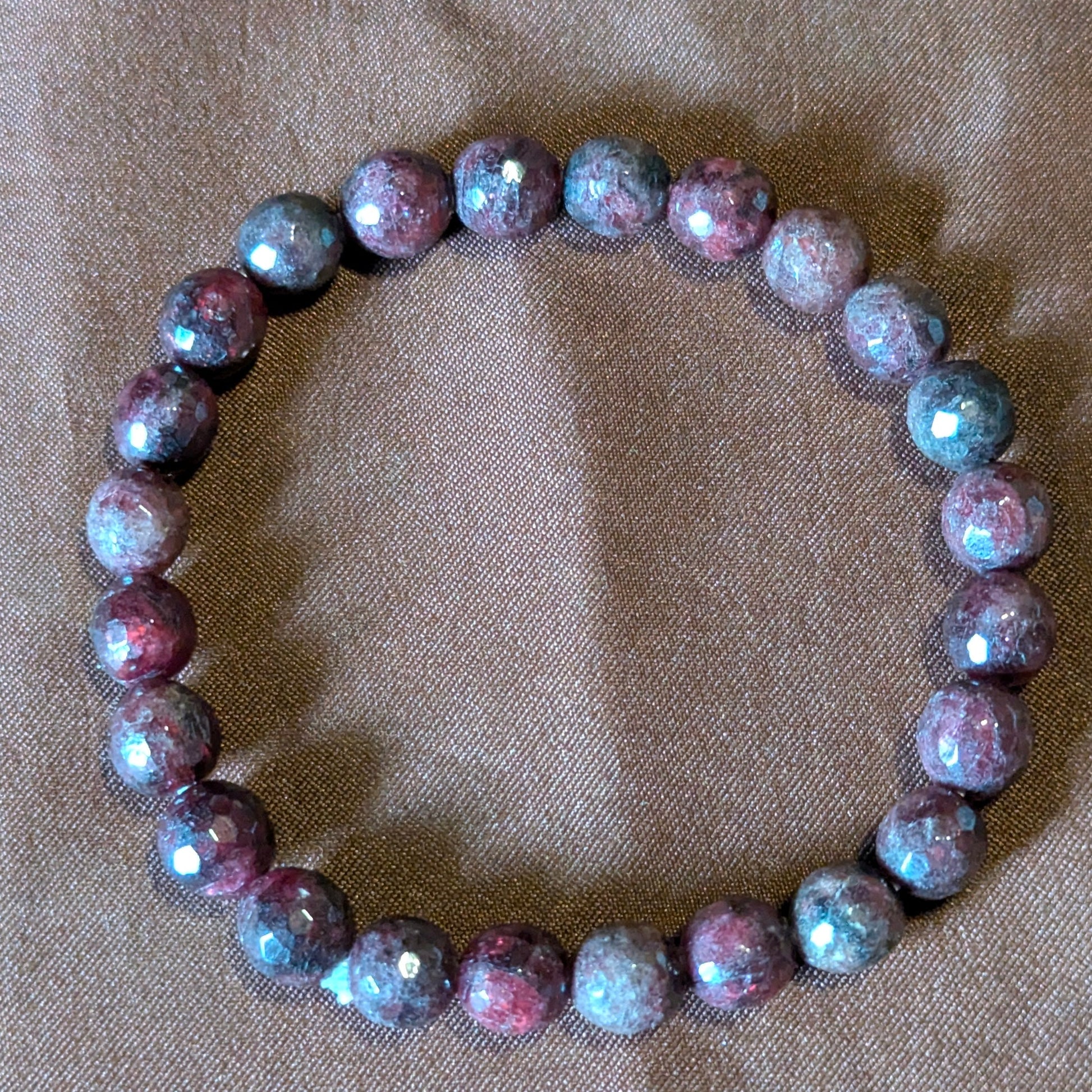 8mm faceted round beads stretchable bracelet.-Garnet-Maitri Export | Crystals Store