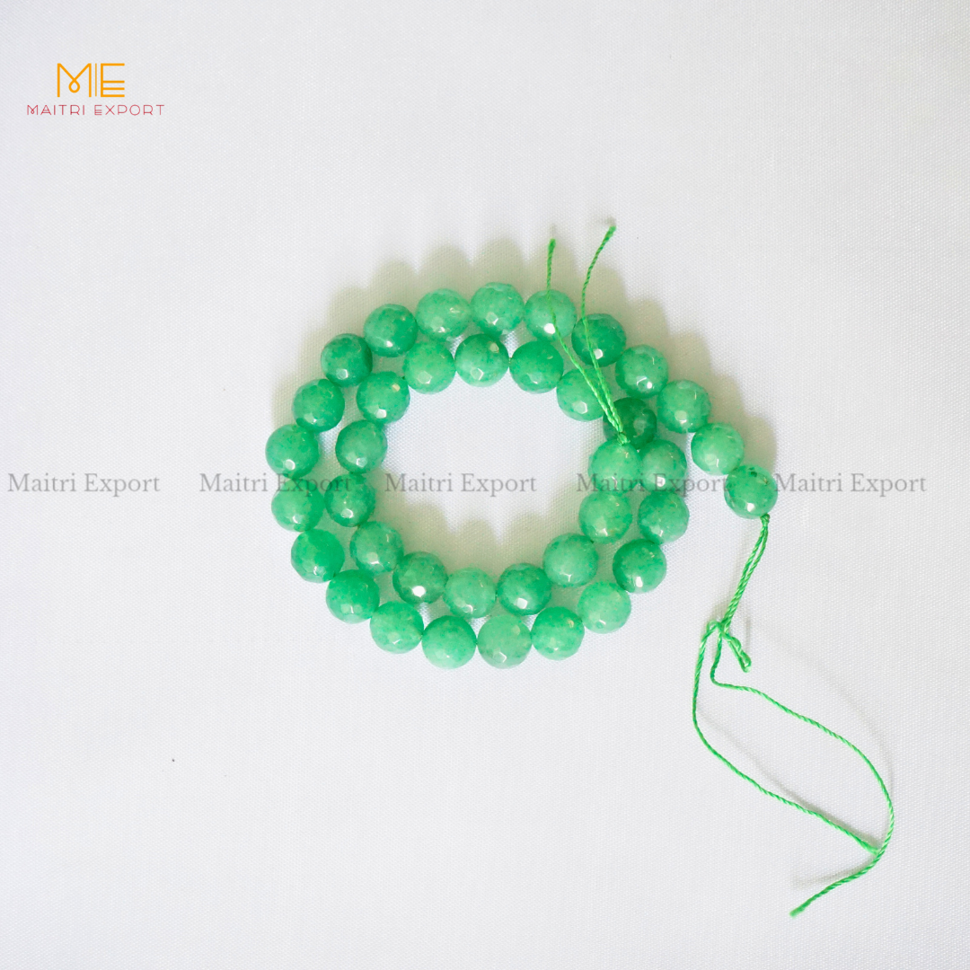 Loose 10mm Crystal Beads Faceted / Diamond cut Line for Bracelets / Jewellery-Green Aventurine-Maitri Export | Crystals Store