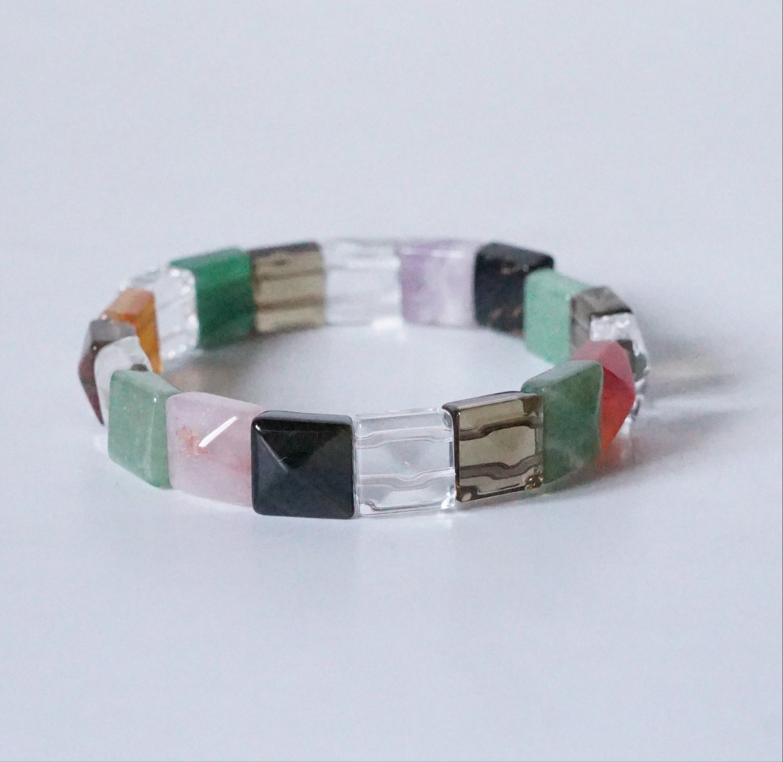 Pyramid facets square bracelet-7 chakra-Maitri Export | Crystals Store