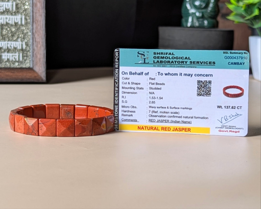 Pyramid facets square bracelet-Red jasper-Maitri Export | Crystals Store