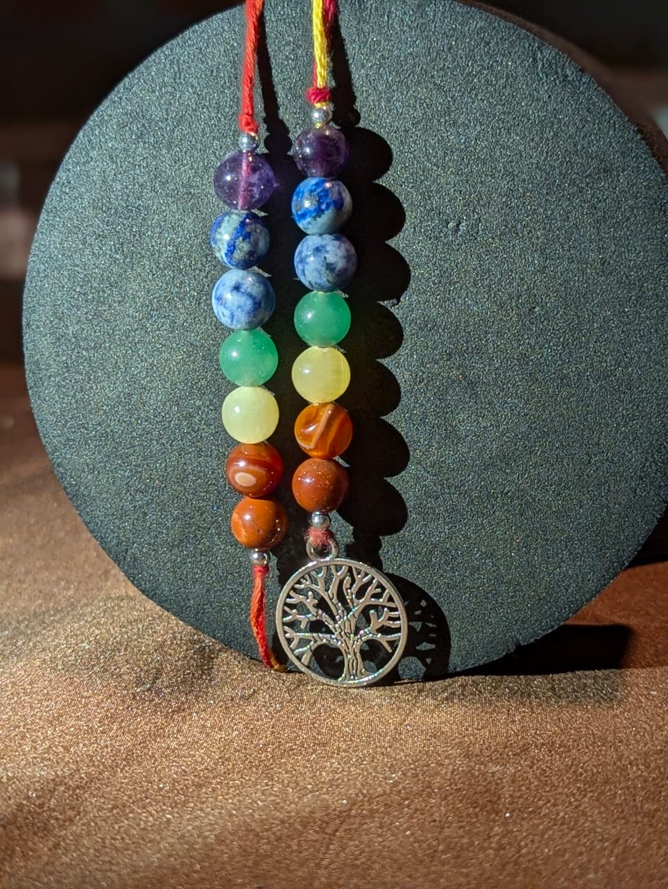 rakhi with lumba pair - bhai bhabhi rakhi-Seven chakra-Maitri Export | Crystals Store