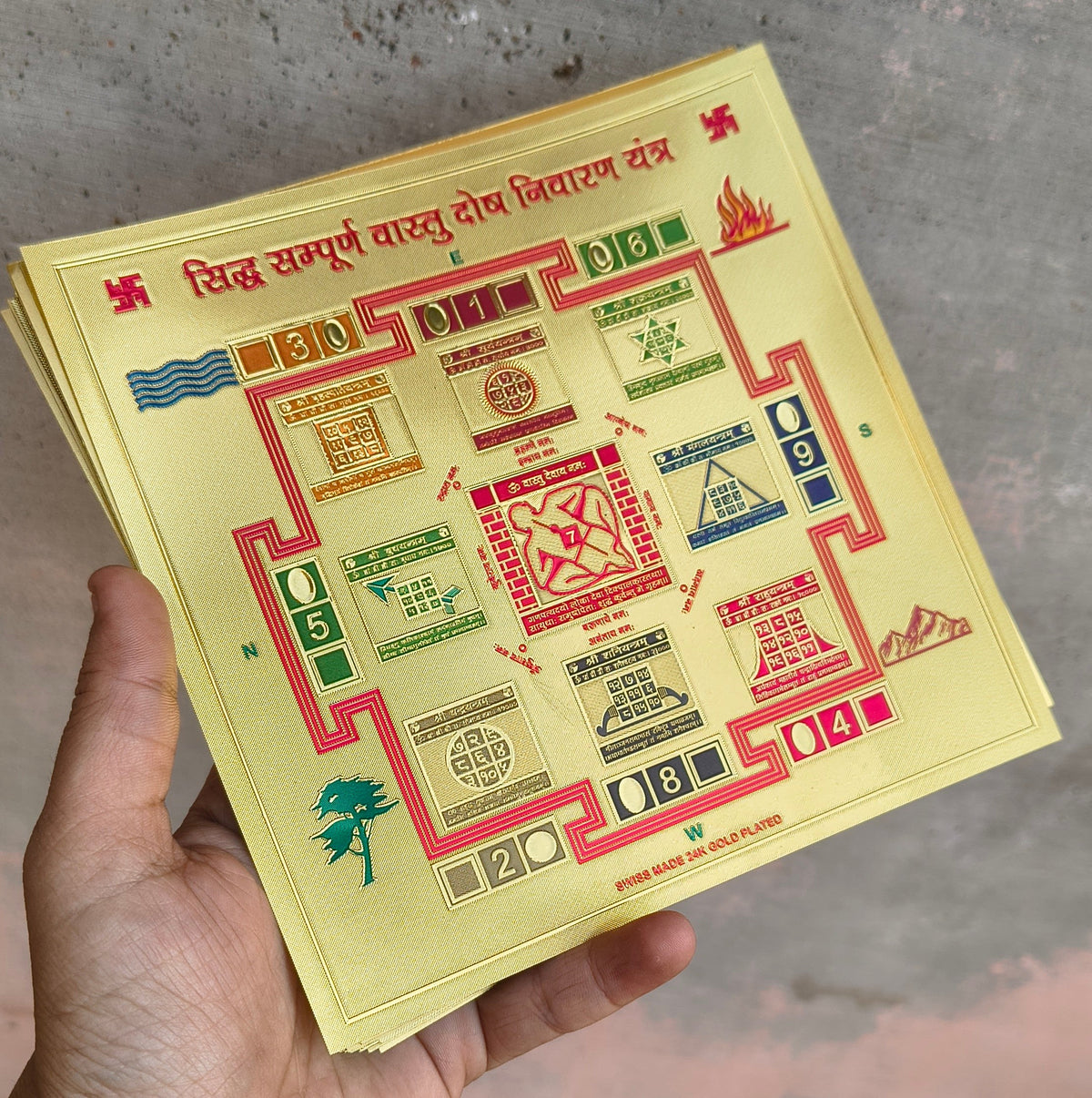 Different Yantras 6 inch-Siddhi Sampurn vastu Dosh Nivaran Yantra-Maitri Export | Crystals Store