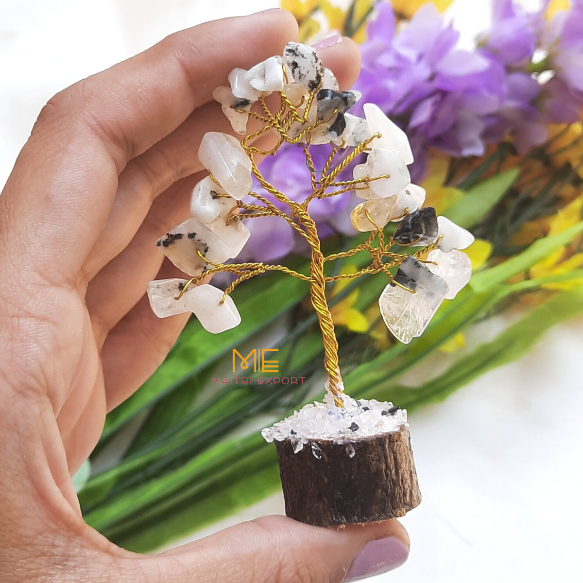 Mini Crystal Beads Tree( 25 Beads )-Rainbow Moonstone-Maitri Export | Crystals Store