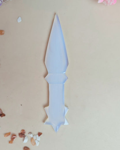 Selenite / black / opalite 6 Inch Knife-Opal-2-Maitri Export | Crystals Store