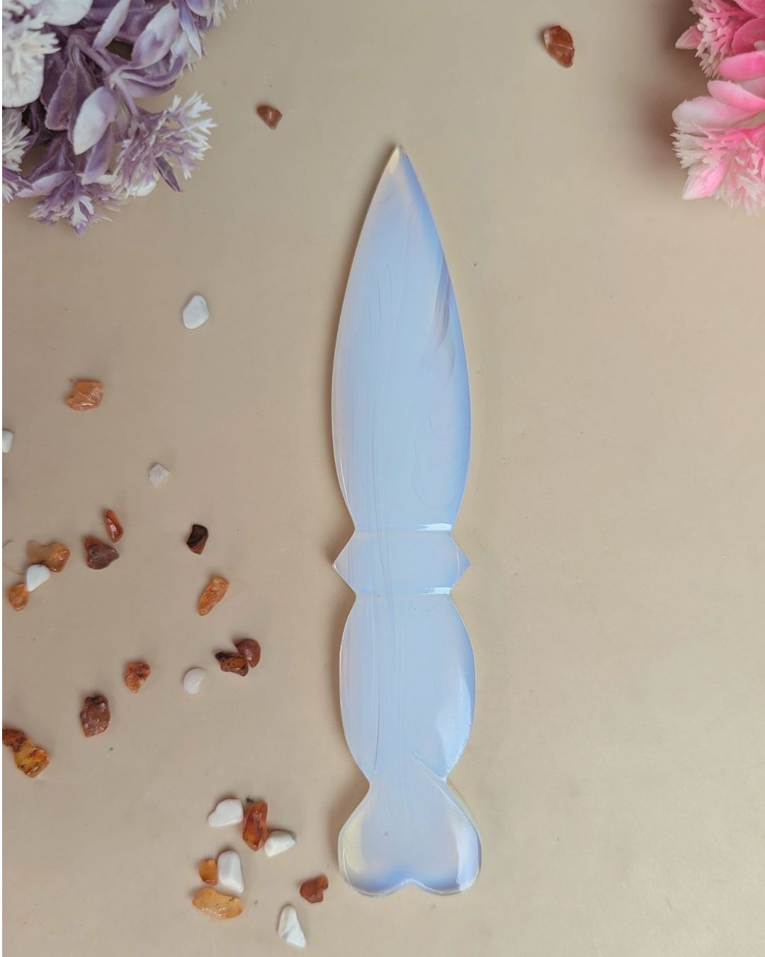 Selenite / black / opalite 6 Inch Knife-Opal-3-Maitri Export | Crystals Store