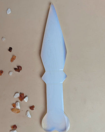 Selenite / black / opalite 6 Inch Knife-Opal-4-Maitri Export | Crystals Store
