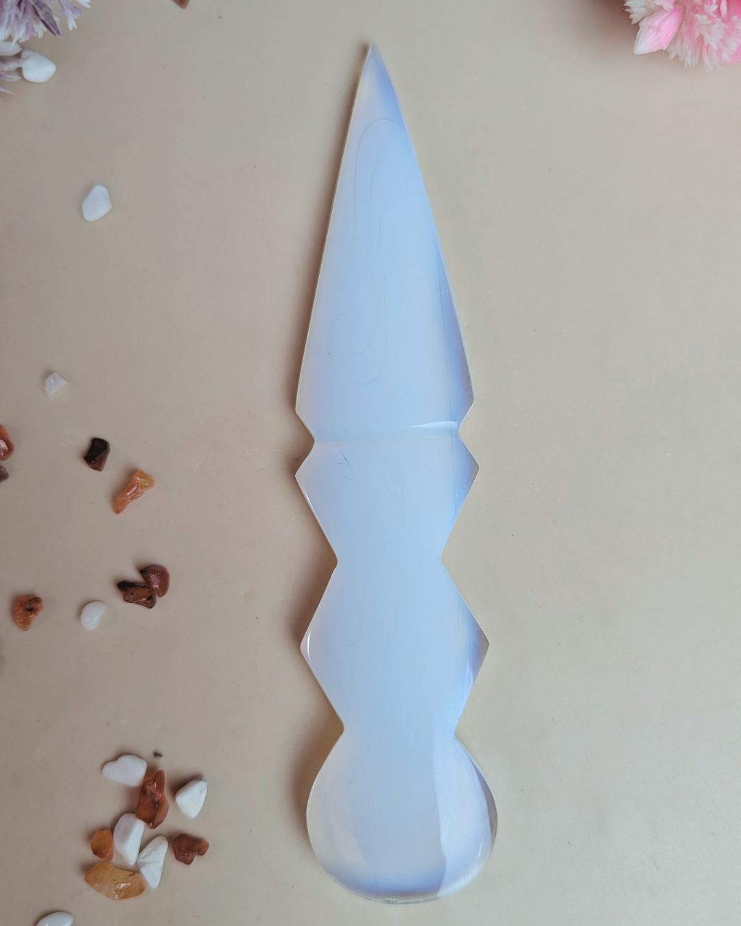 Selenite / black / opalite 6 Inch Knife-Opal-6-Maitri Export | Crystals Store