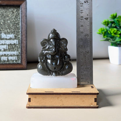 Pyrite organ figurine with selenite base-Ganesha 2-Maitri Export | Crystals Store