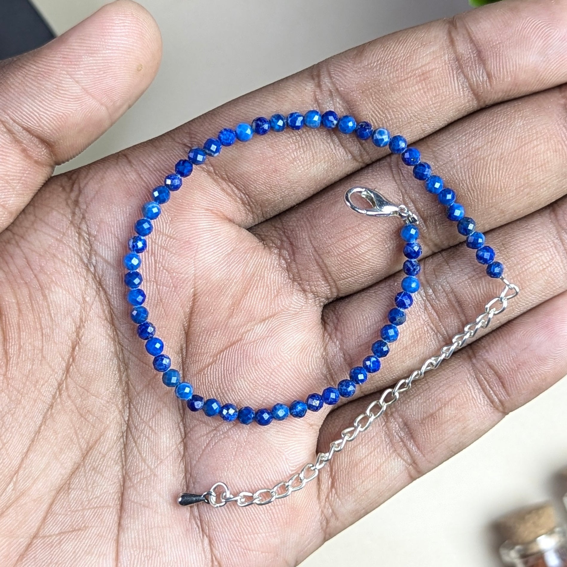Anklet 3mm faceted-Lapis lazuli-Maitri Export | Crystals Store