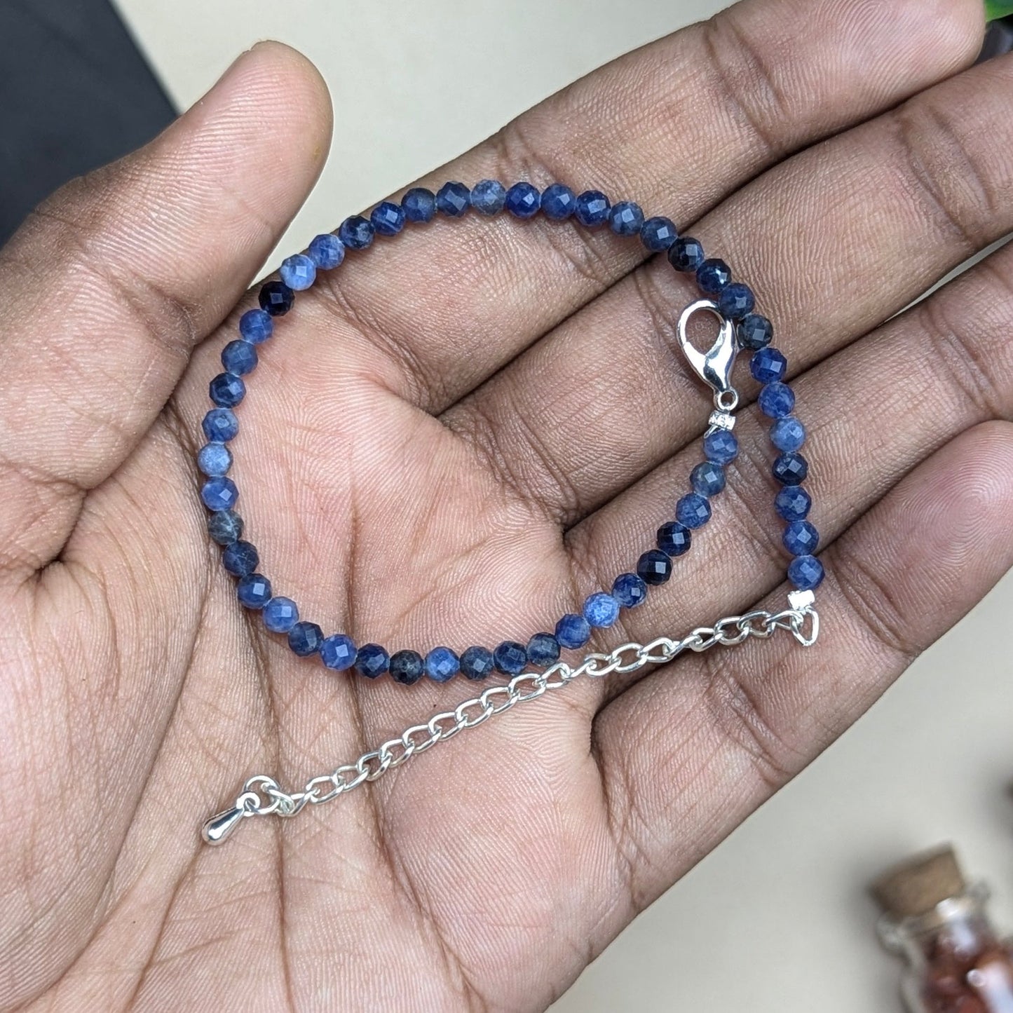 Anklet 3mm faceted-Sodalite-Maitri Export | Crystals Store