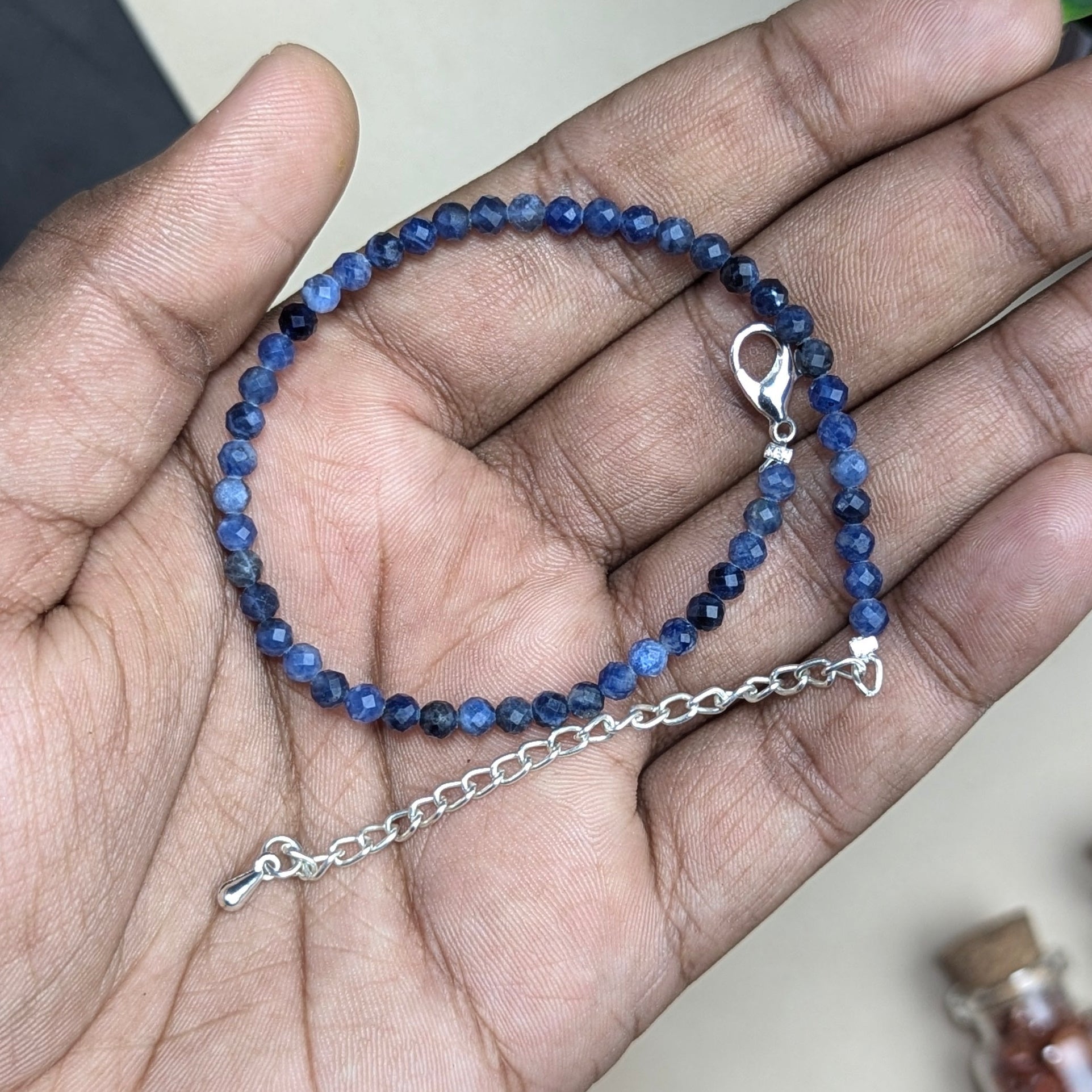 Anklet 3mm faceted-Sodalite-Maitri Export | Crystals Store