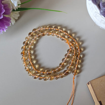 6mm loose round crystal beads strand / line-Citrine star-Maitri Export | Crystals Store