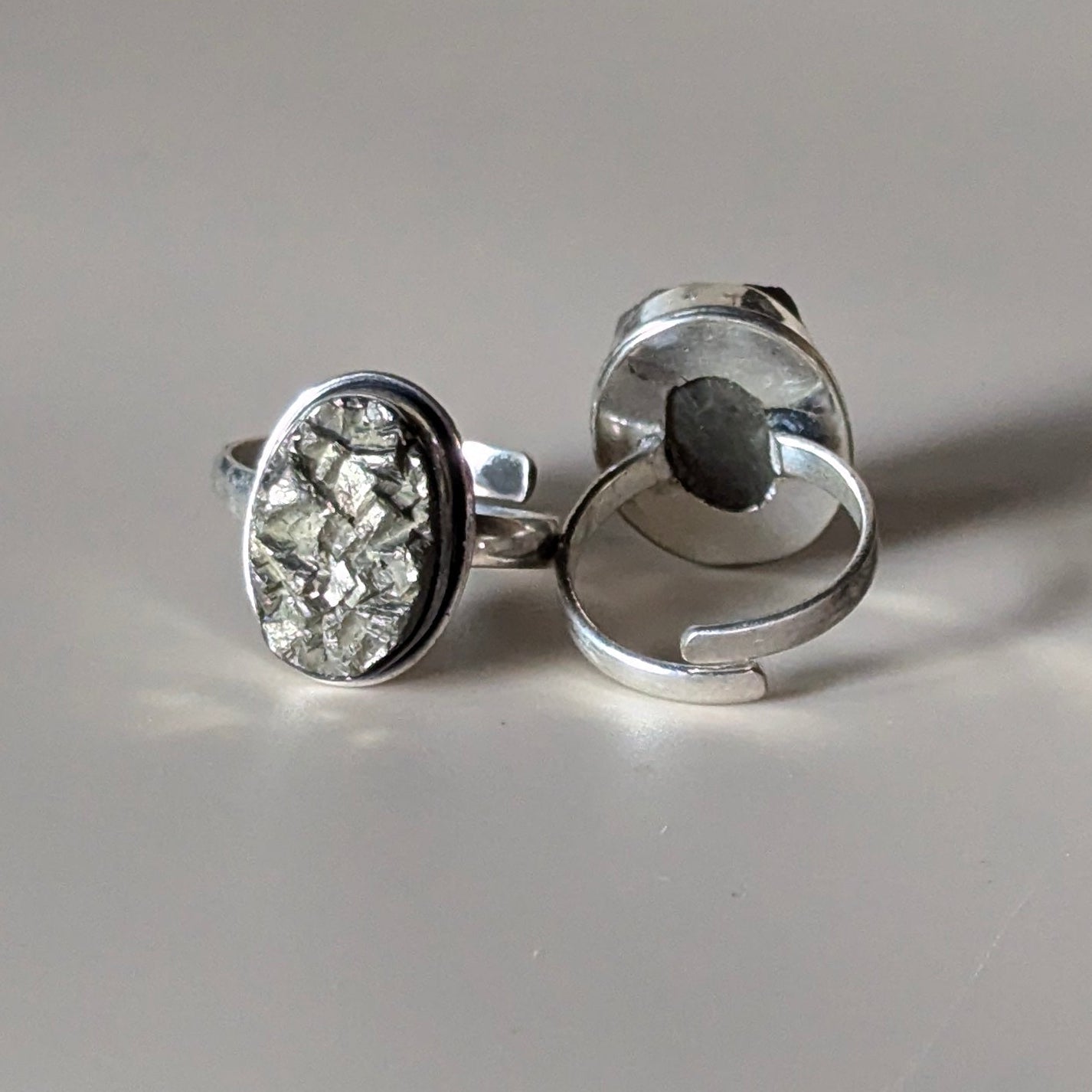 Pyrite Cluster Adjustable Ring Oval Shape | Wealth & Protection Crystal-Maitri Export | Crystals Store