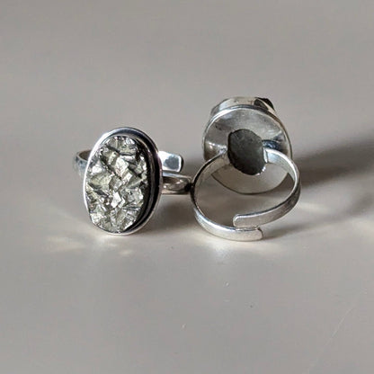 Pyrite Cluster Adjustable Ring Oval Shape | Wealth & Protection Crystal-Maitri Export | Crystals Store