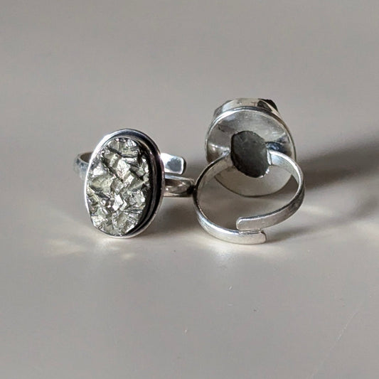 Pyrite Cluster Adjustable Ring Oval Shape | Wealth & Protection Crystal-Maitri Export | Crystals Store