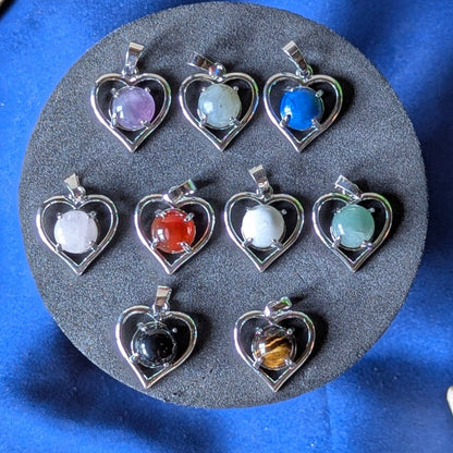Heart shape stone with heart Metal Shape Pendant-Maitri Export | Crystals Store