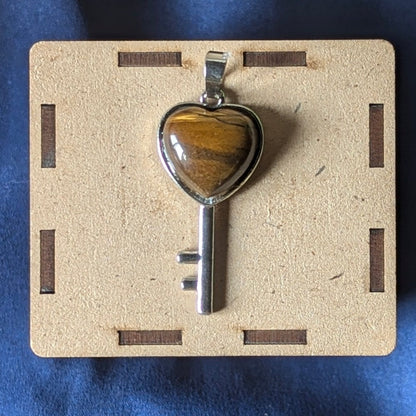 Heart with Key Shape stone Pendant-Tiger Eye-Maitri Export | Crystals Store