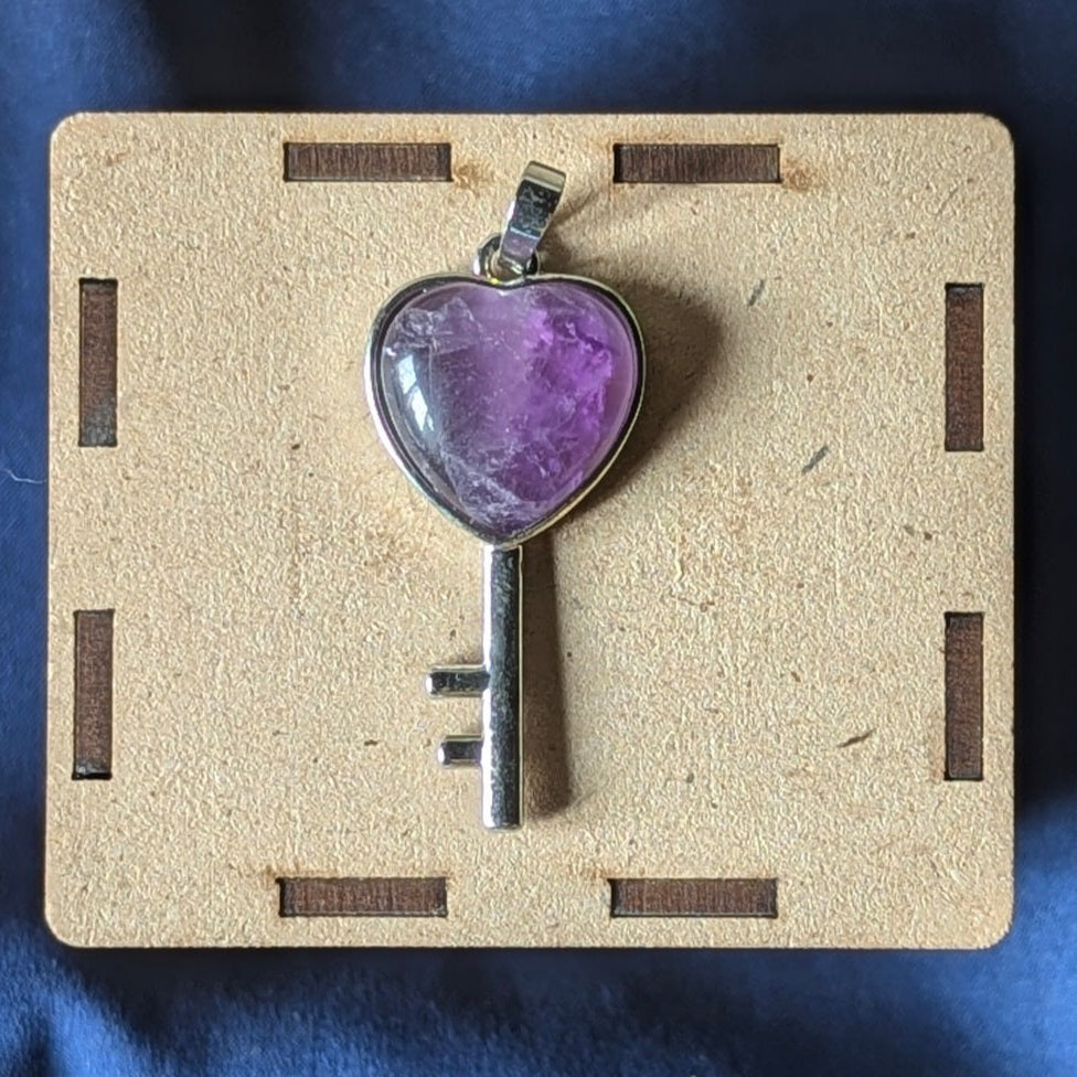 Heart with Key Shape stone Pendant-Amethyst-Maitri Export | Crystals Store