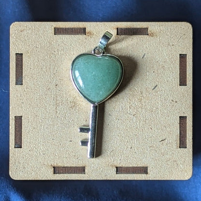 Heart with Key Shape stone Pendant-Green Aventurine-Maitri Export | Crystals Store