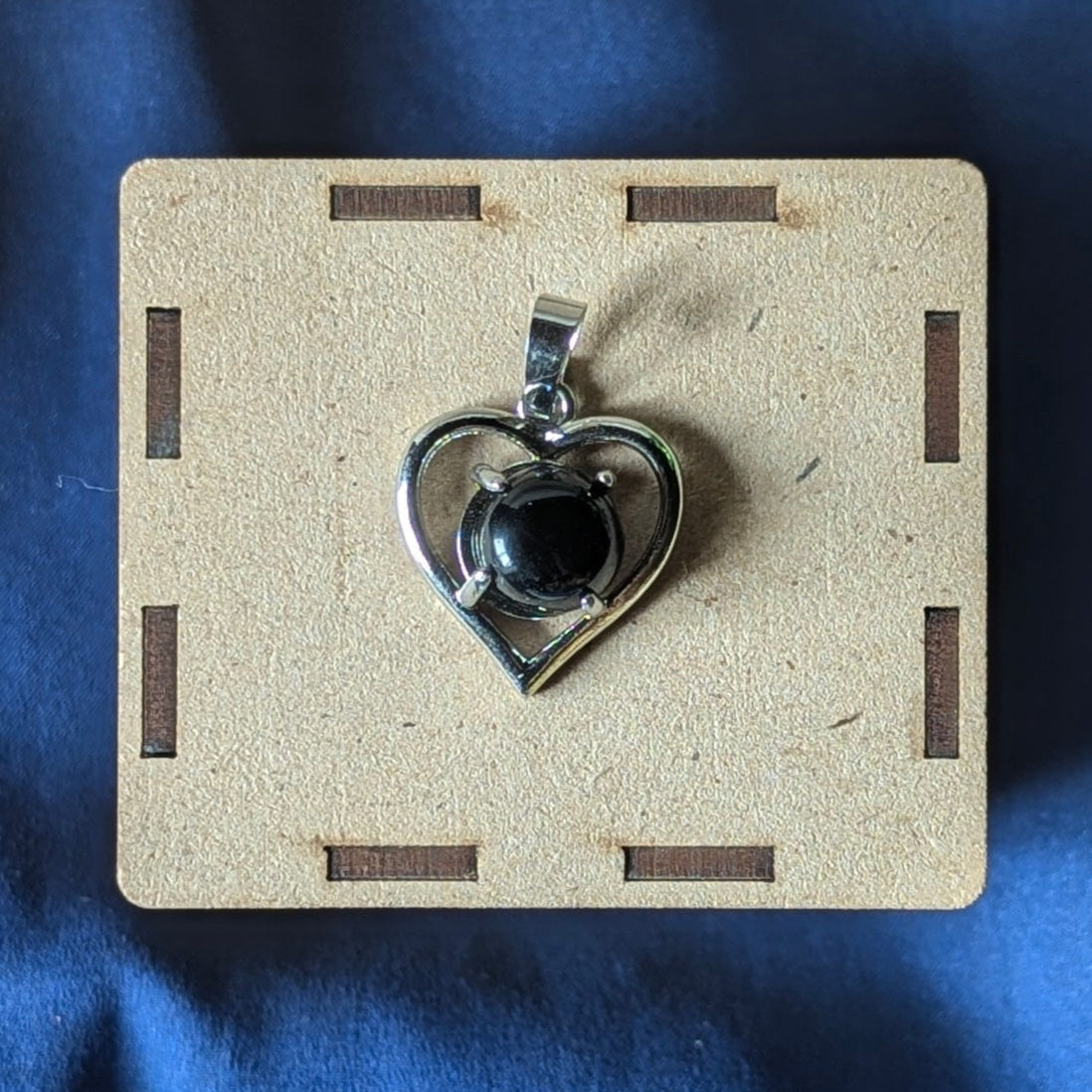 Heart shape stone with heart Metal Shape Pendant-Black-Maitri Export | Crystals Store