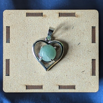 Heart shape stone with heart Metal Shape Pendant-Green Aventurine-Maitri Export | Crystals Store
