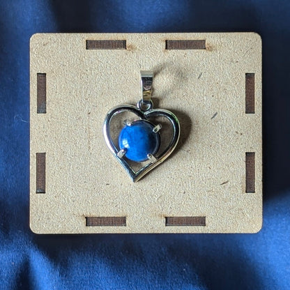 Heart shape stone with heart Metal Shape Pendant-Lapis-Maitri Export | Crystals Store