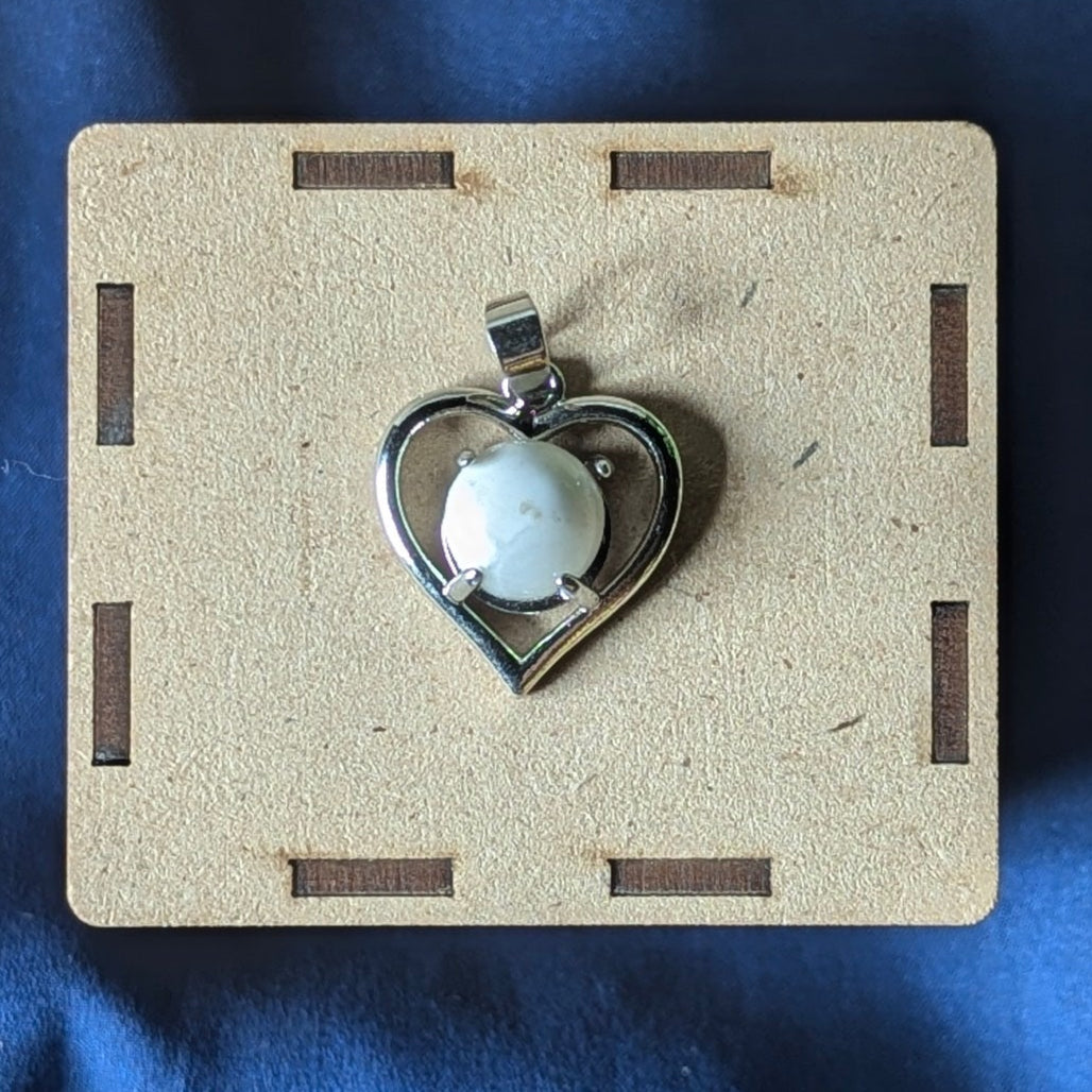 Heart shape stone with heart Metal Shape Pendant-Howlite-Maitri Export | Crystals Store