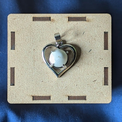 Heart shape stone with heart Metal Shape Pendant-Howlite-Maitri Export | Crystals Store