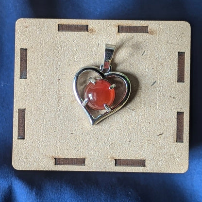Heart shape stone with heart Metal Shape Pendant-Carnelian-Maitri Export | Crystals Store