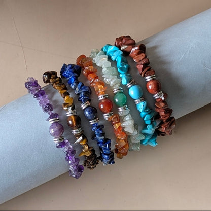 Chips Bracelet with center 8mm beads-Maitri Export | Crystals Store