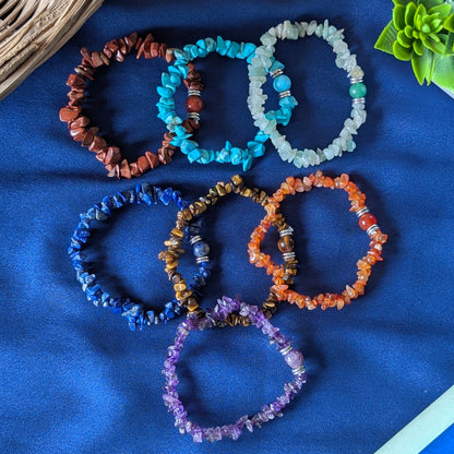 Chips Bracelet with center 8mm beads-Maitri Export | Crystals Store