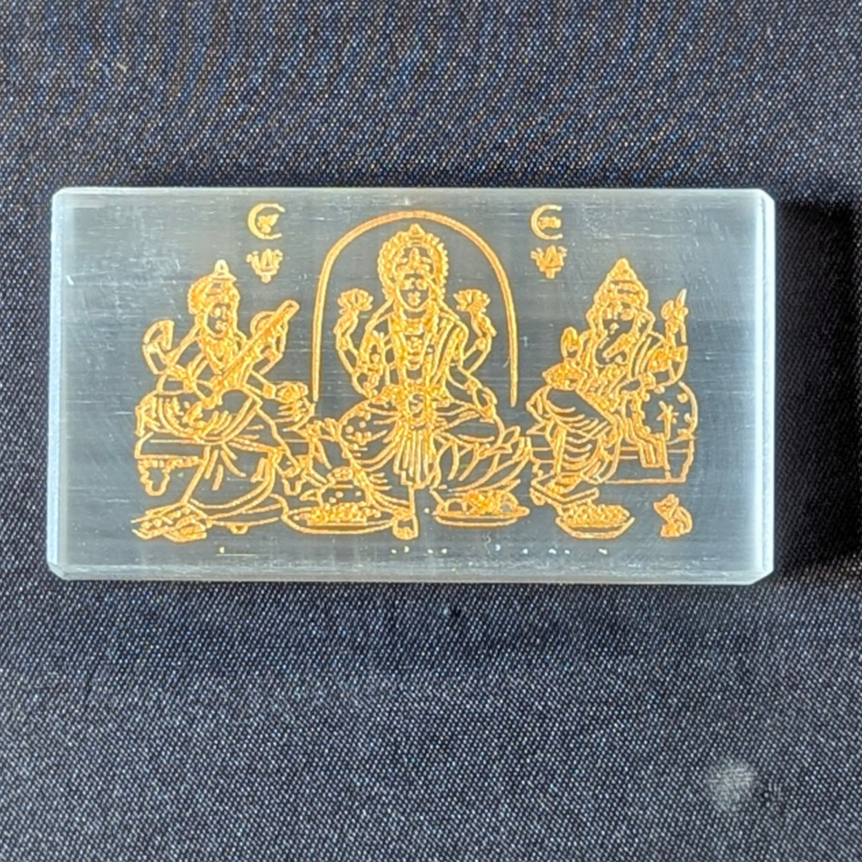 selenite Cleansing and Charging Plate ( 3x2 Inch )-Laxmi Sharsvati Ganesh-Maitri Export | Crystals Store