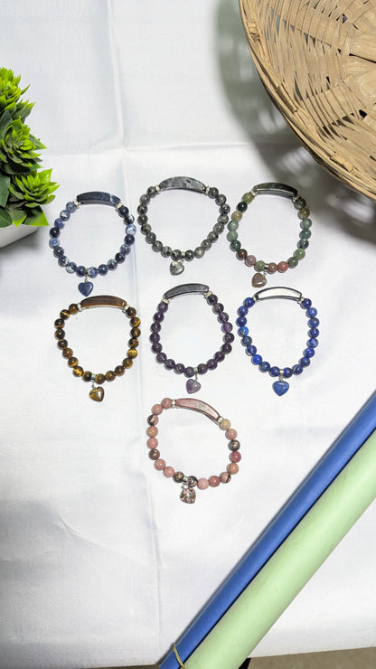 8 mm Bracelet With Pipe And Heart Charm-Maitri Export | Crystals Store