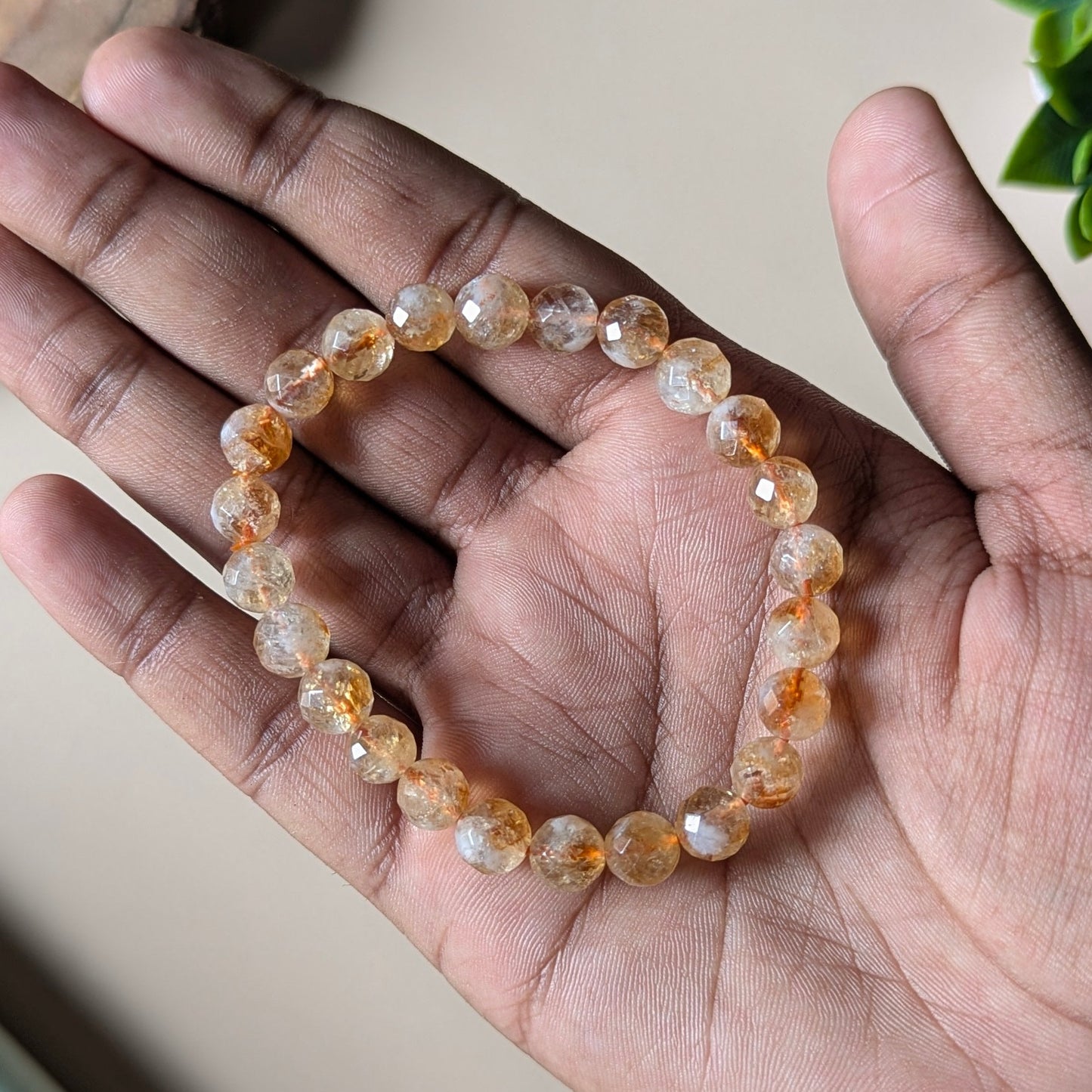 8mm faceted round beads stretchable bracelet.-Citrine Natural-Maitri Export | Crystals Store